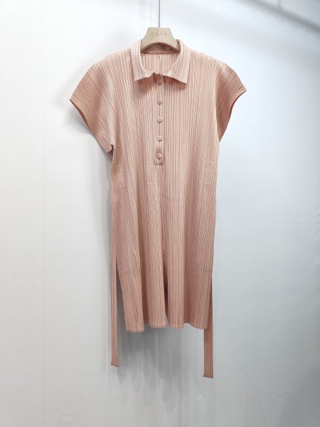 2503レディースプリーツpleats半袖つなぎ弾力が肌触りドレープ性がいい大人可愛いポケット付きブルー動き安いピンク拍卖