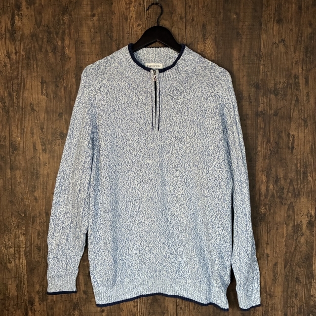 M40◇ELEMENT OF SIMPLE LIFE | シンプルライフ ニットセーター ブルー×ホワイト LLサイズ 中古品拍卖