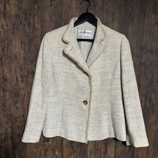 M40◇JANE MORE | ジェーンモア ツイードジャケット ベージュ 9サイズ 中古品拍卖