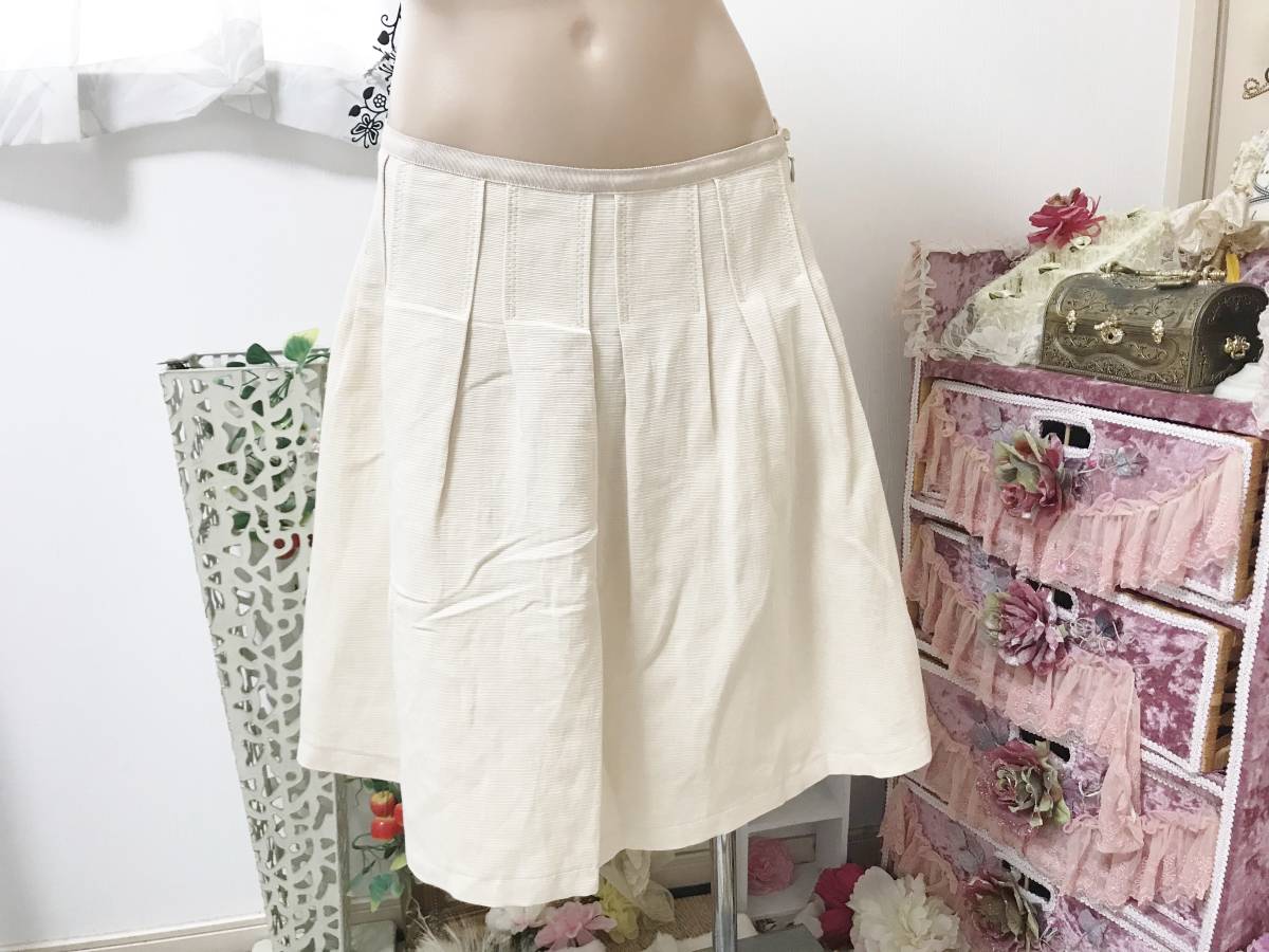 レディス3サイズ:組曲・オンワード樫山◆日本製/リネン麻混 スカート:凹凸横線生地拍卖