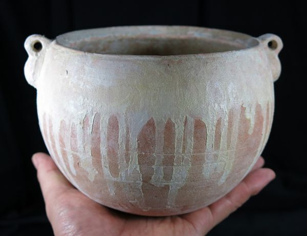 ③e 唐代黄釉双耳広口瓶 唐時代 遺跡発掘品 中国 陶器/ 副葬品 墳墓 シルクロード 明器 埋蔵文化財 素焼き 洛陽拍卖