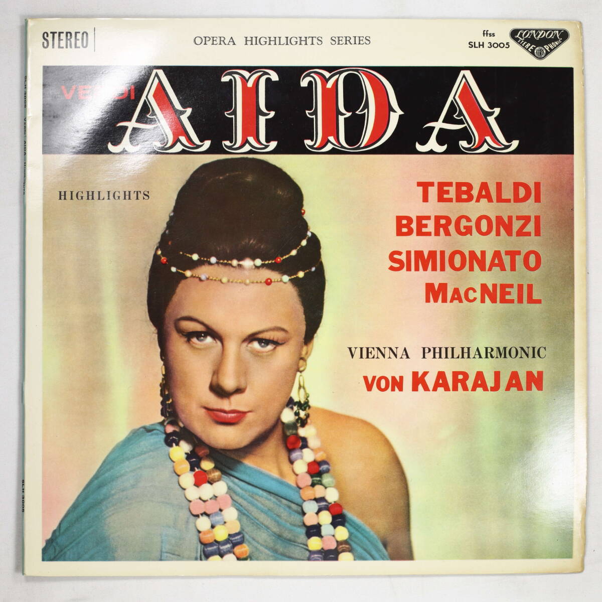 【日初版LP】テバルディ,カラヤン,VPO/ヴェルディ:アイーダ ハイライツ(並良品,LONDON,1963,英メタル,BB,Renata Tebaldi,Karajan)拍卖