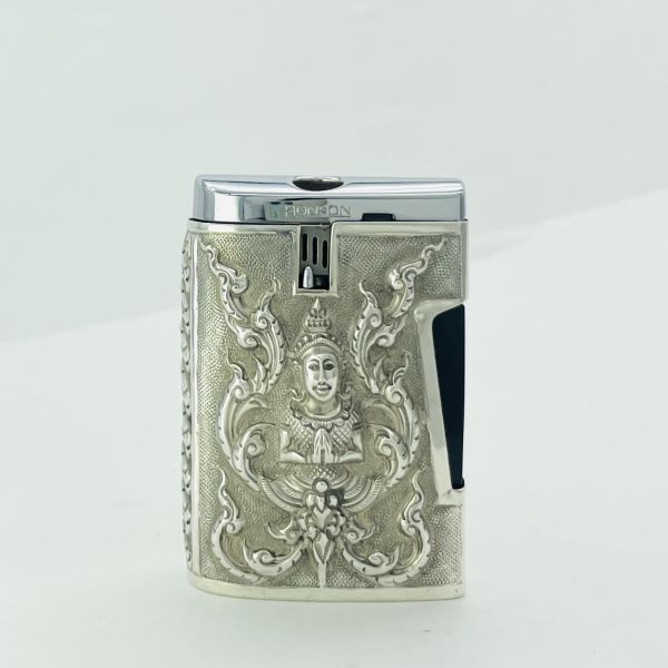 【珍品】STERLING95打刻印 RONSON/ロンソン 凄く綺麗で装着、脱着可能なSTERLINGジャケットで豪華な装飾ライターに変身! MR303拍卖
