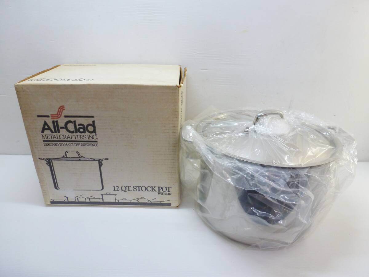 N8957e 未使用 All-Clad/オールクラッド 12QT STOCKPOT WHITE LID ステンレス 両手鍋 寸胴鍋 半寸胴 約13.7L拍卖