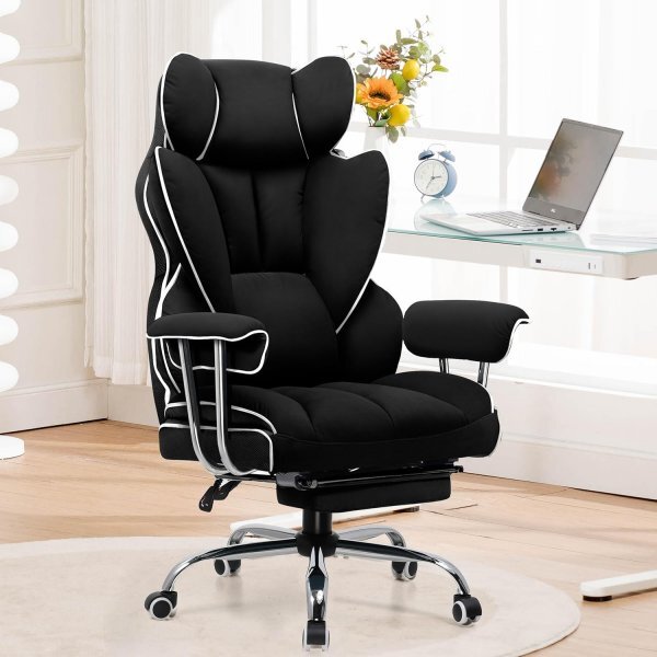 ゲーミングチェア ファブリック オットマン 椅子 イス テレワーク 腰痛対策拍卖