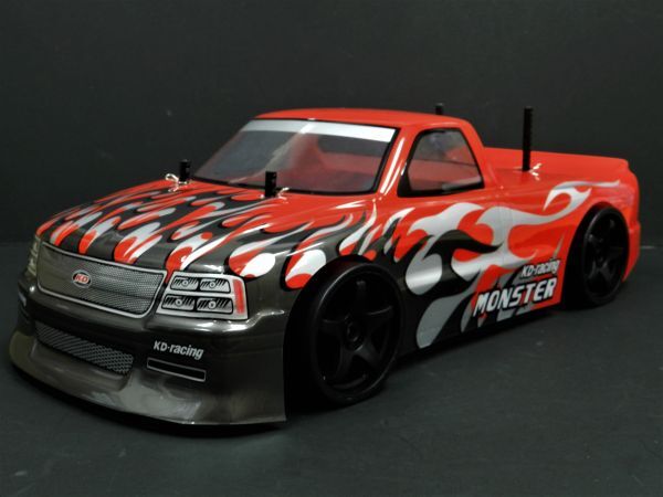 ☆スペアボディー付☆ 2.4GHz 1/10 ドリフトラジコンカー シボレー C1500 タイプ 赤 【ターボ機能付き・塗装済み完成品・フルセット】拍卖