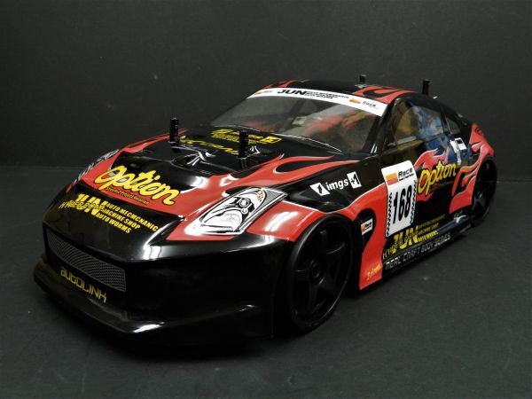 ☆スペアボディー付☆ 2.4GHz 1/10 ドリフトラジコンカー フェアレディーZ タイプ 黒赤【ターボ機能付き・塗装済み完成品・フルセット】拍卖