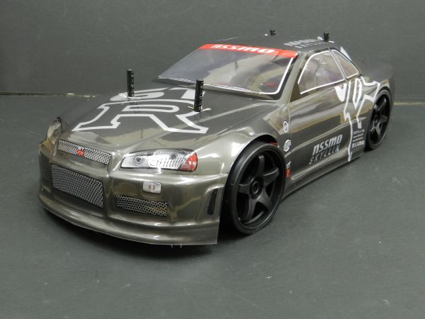 ☆スペアボディー付☆ 2.4GHz 1/10 ドリフトラジコンカー R32 GTR タイプ ガンメタ【ターボ機能付き・塗装済み完成品・フルセット】拍卖