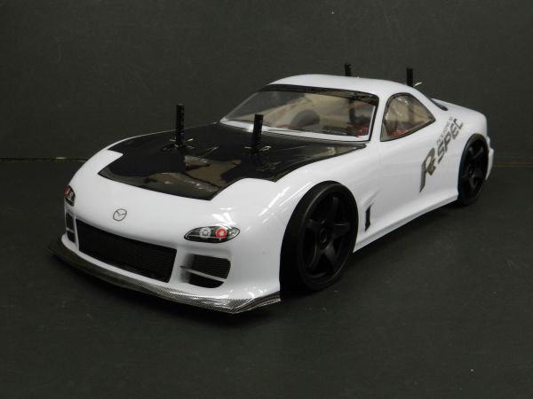 ☆スペアボディー付☆ 2.4GHz 1/10 ドリフトラジコンカー マツダ RX-7 FD3S タイプ白黒【ターボ機能付き・塗装済み完成品・フルセット】拍卖