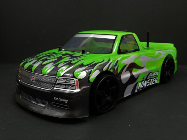 ☆スペアボディー付☆ 2.4GHz 1/10 ドリフトラジコンカー シボレー C1500 タイプ 緑【ターボ機能付き・塗装済み完成品・フルセット】拍卖