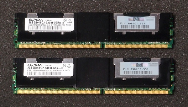 hp純正 DDR2-667/PC2-5300 FB-DIMM 4GB(2GB×2) ELPIDA拍卖