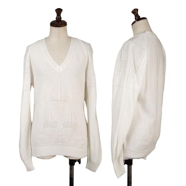 クレージュCourreges プラミッド織りニットセーター 白M位拍卖