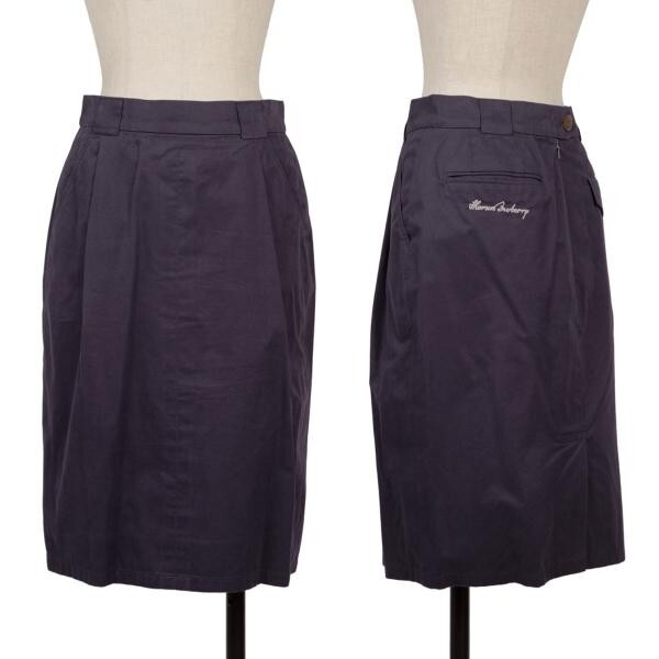 トーマスバーバリーThomas Burberry コットンモールスキン刺繍タック台形スカート 紫M位拍卖