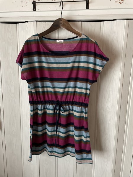 ◆maca/カラフルボーダー半袖チュニック◆j拍卖
