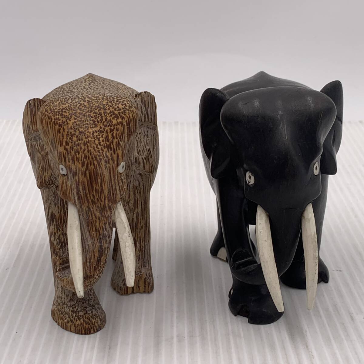 象2頭 置物 インテリア オブジェ 風水 エスニック アジアン 木彫り 黒檀拍卖