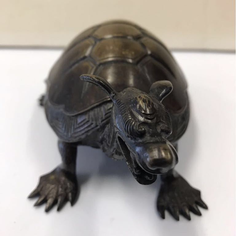 ☆☆ 時代 銅製 亀置物 680g 吉祥 縁起物拍卖