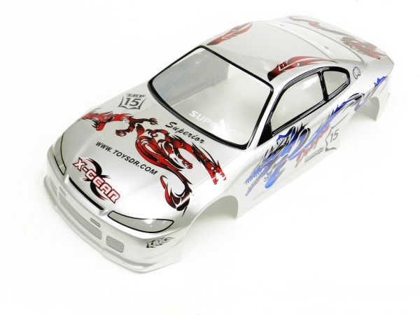 【激安!日本全国送料無料! お買い得!】1/10 ドリフトラジコンカー用 スペアボディー ニッサン S15 シルビア タイプ 銀/青 拍卖