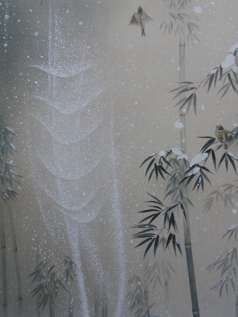 花岡哲象、【雪しずり】、希少な額装用画集より、新品額装付、状態良好、送料込み拍卖