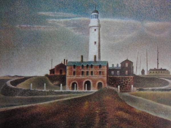 岡 鹿之助、燈台、希少な額装用画集より、新品高級額装付、状態良好、送料無料、y321拍卖