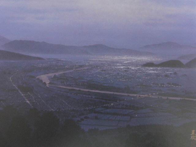 角島直樹、【暮色千曲川】、希少な額装用画集より、新品額装付、状態良好、送料込み拍卖