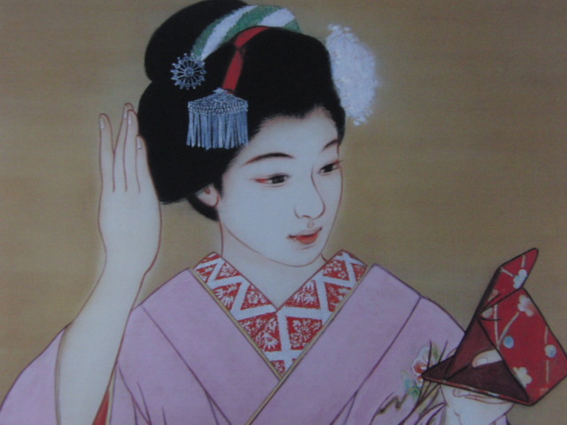 高野晴生、【舞妓】、希少な額装用画集より、新品額装付、状態良好、送料込み拍卖