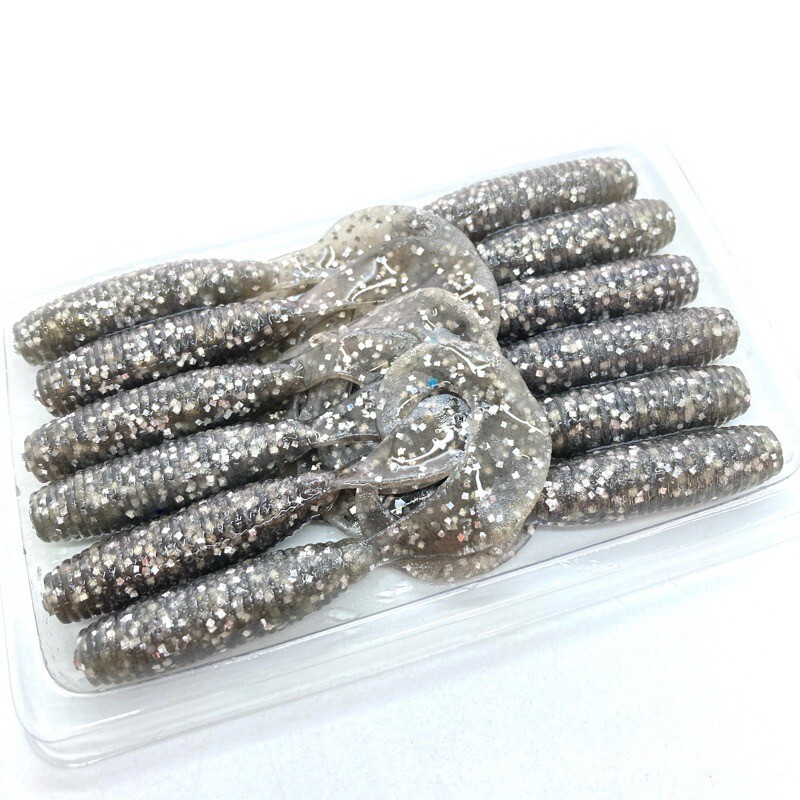 810864 ゲーリーヤマモト 4インチ シングルテール グラブ 12本 GARY YAMAMOTO SINGLETAIL GRUB #135 スモークシルバーFLK 状態考慮し安め拍卖