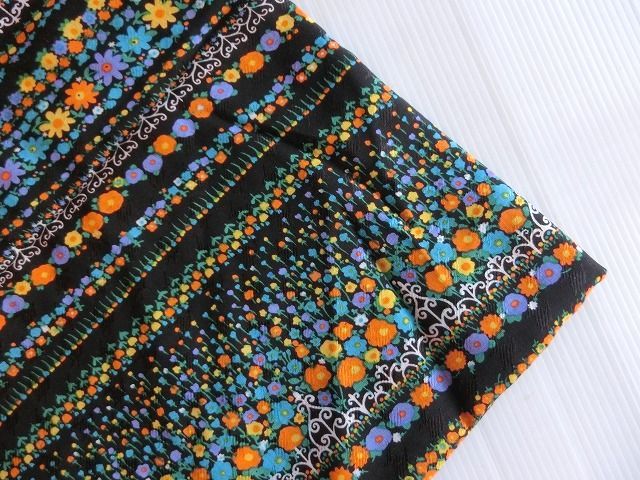 ビンテージレトロ★花柄ボーダープリント生地拍卖