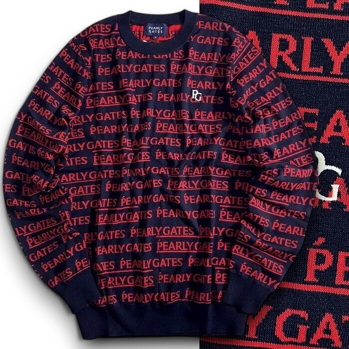 PEARLY GATES パーリーゲイツ 定価3.5万 軽量仕立て メゾンロゴ 薄手 長袖 ニット セーター ゴルフウェア 21470305 120 5 ▲039▼50213w05拍卖