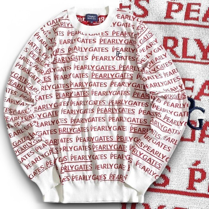 PEARLY GATES パーリーゲイツ 定価3.5万 軽量仕立て メゾンロゴ 薄手 長袖 ニット セーター ゴルフウェア 21470305 030 4 ▲039▼50213w03拍卖