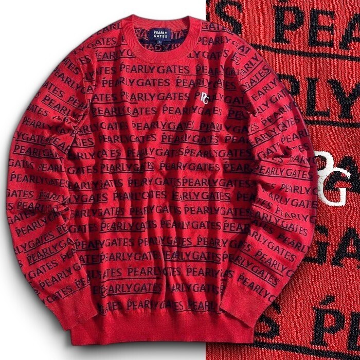 PEARLY GATES パーリーゲイツ 定価3.5万 軽量仕立て メゾンロゴ 薄手 長袖 ニット セーター ゴルフウェア 21470305 100 4 ▲039▼50213w04拍卖