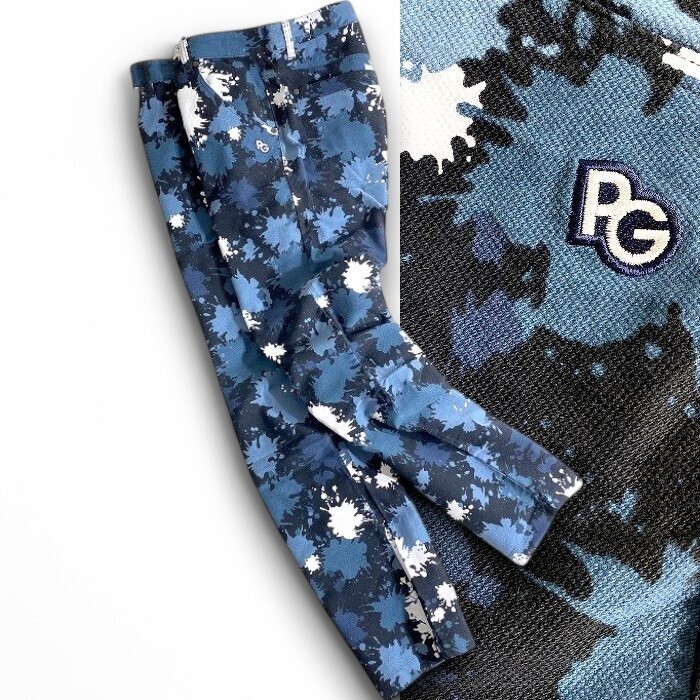 PEARLY GATES パーリーゲイツ 定価3.1万 ブラッシュドコットン ペイントカモ柄 ストレッチ パンツ ゴルフ 2131009 120 5 ▲035▼50226w15拍卖