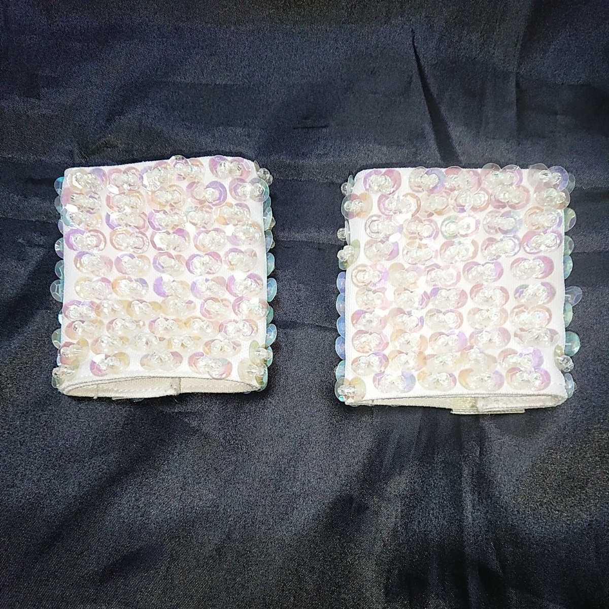 オーロラスパンコール×クリアビーズ ホワイトカフス 手枷 コスプレ 衣装 小物拍卖