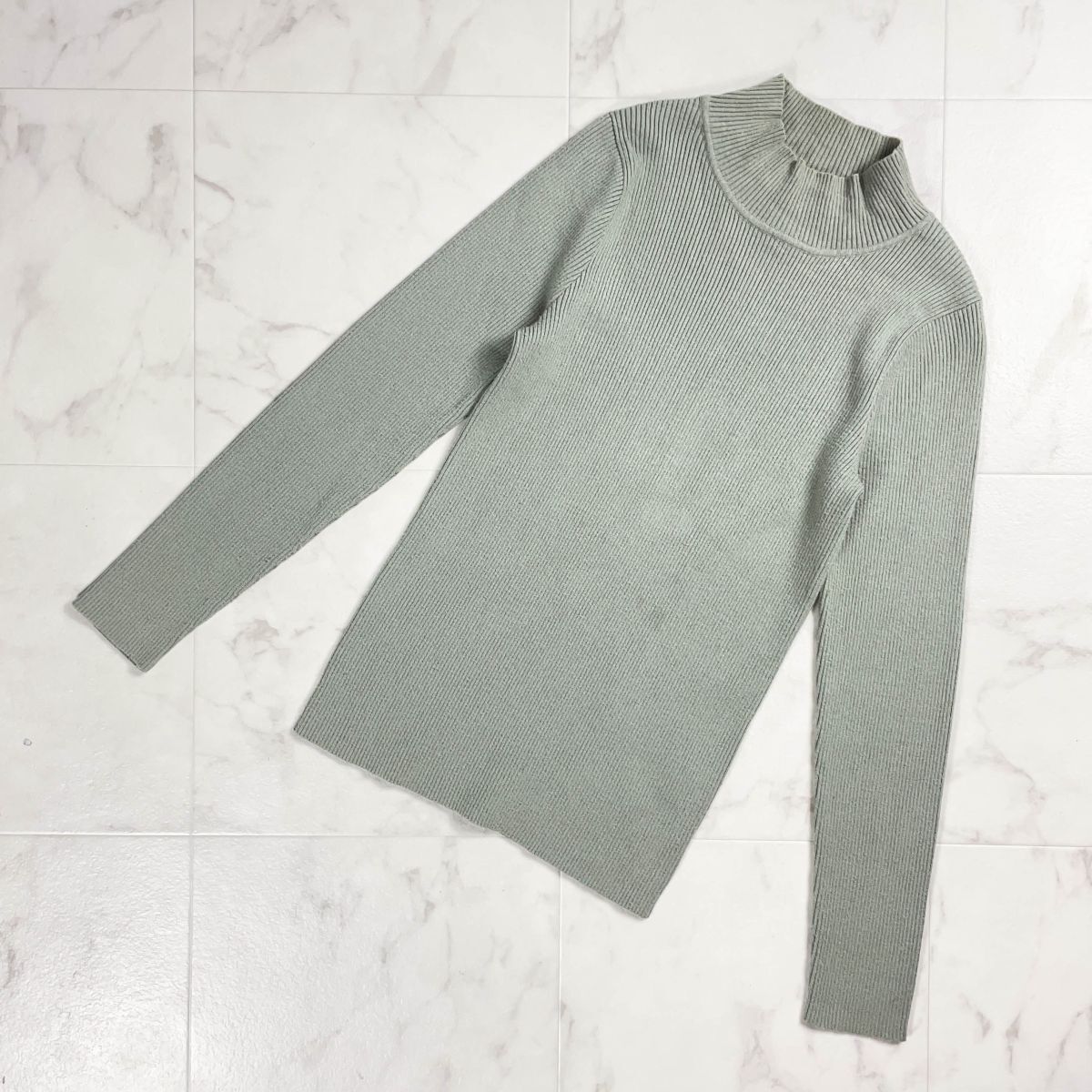 Ameri VINTAGE アメリヴィンテージ ハイネックリブニット 長袖 厚手 セージグリーン レディース サイズF*YC199拍卖