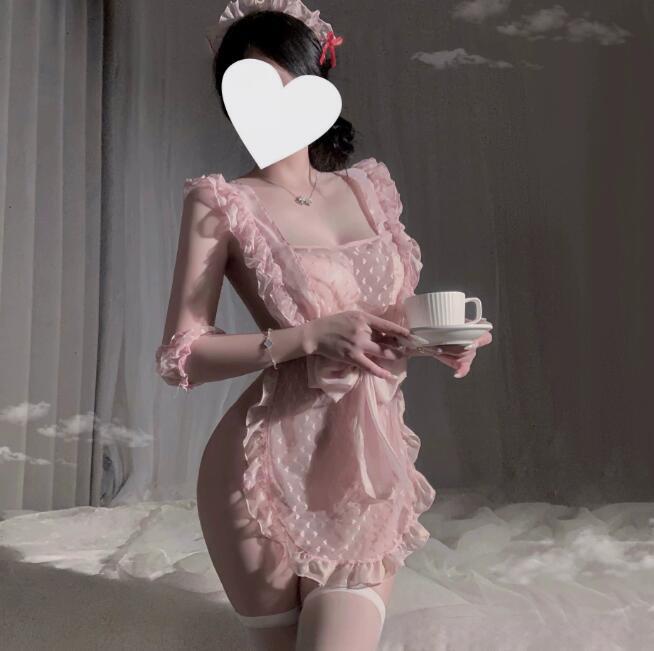 EY0328 レディースナイト☆ 大人sexy ☆高品質 部屋着 フリル付き ピンク 拍卖