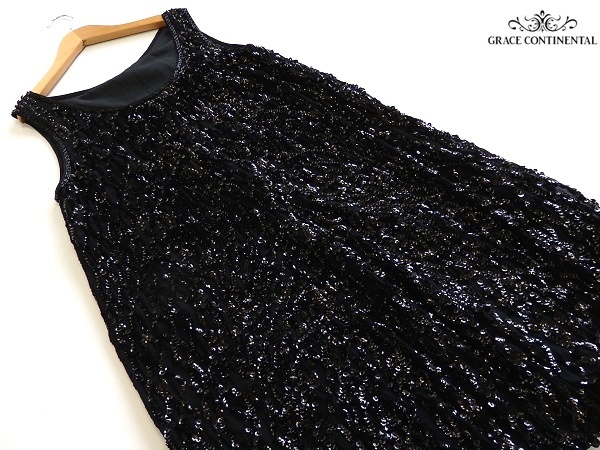 即決★グレースコンチネンタル★チュニック/ワンピース 36 黒/スパンコール 美品♪ レディース☆拍卖