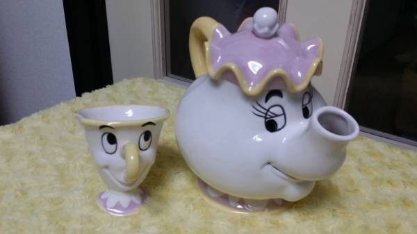 美女と野獣 ポット婦人&チップティーポットセット(茶こし付き)ディズニー拍卖