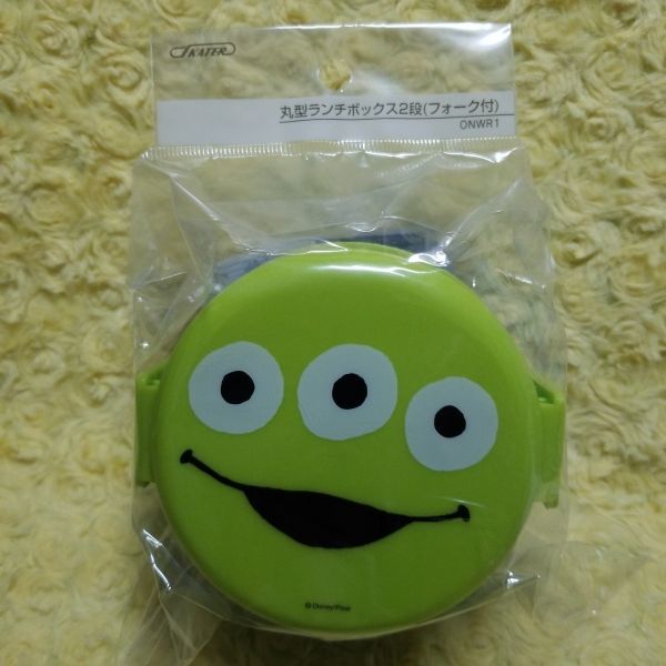 ディズニー トイストーリー 丸型ランチボックス2段(フォーク付) エイリアン フェイス拍卖