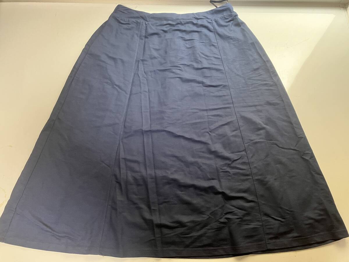 訳あり■大きいサイズ3L■ウエストゴムループリボンフレアースカート■ブルー拍卖