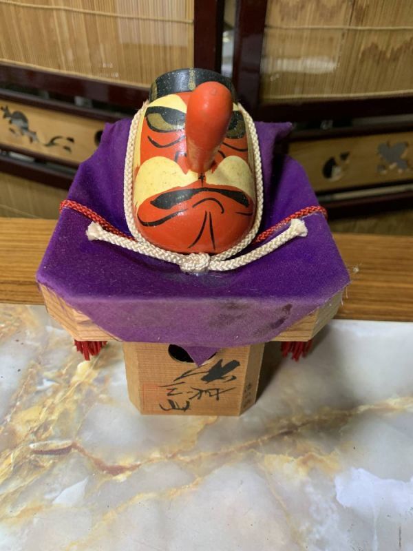 小さい天狗の置物 天狗面 横10cm 高さ15cm#yo501拍卖