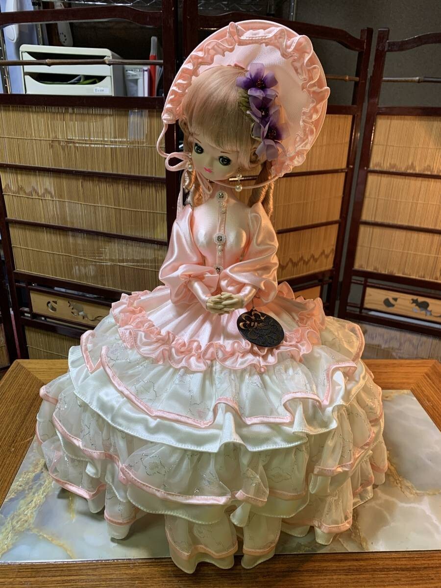 リボン ポーズ人形 スキヨ人形研究所タグ付き ピンクドレス人形 当時モノ(昭和レトロポップ人形 ドール #fromy拍卖