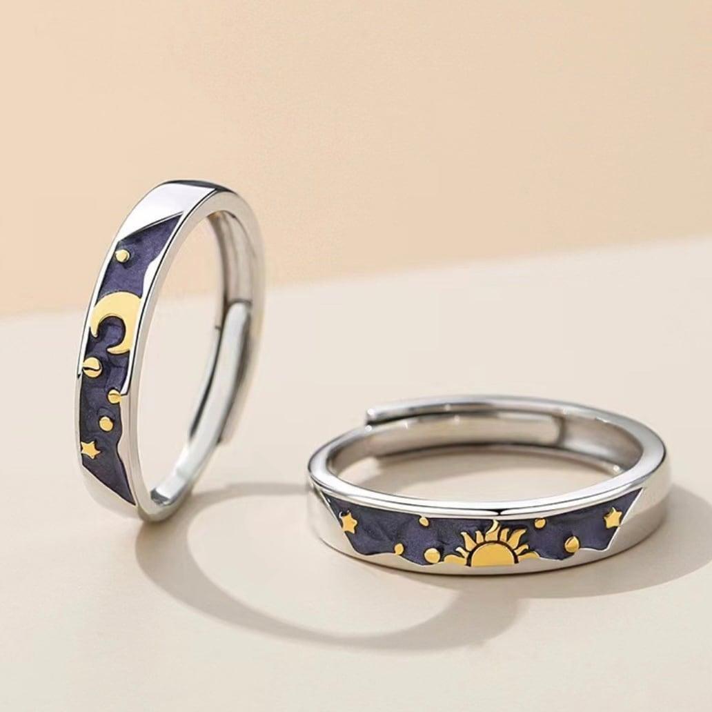 ペアリング 月と太陽 2つセットカップル フリーサイズ拍卖