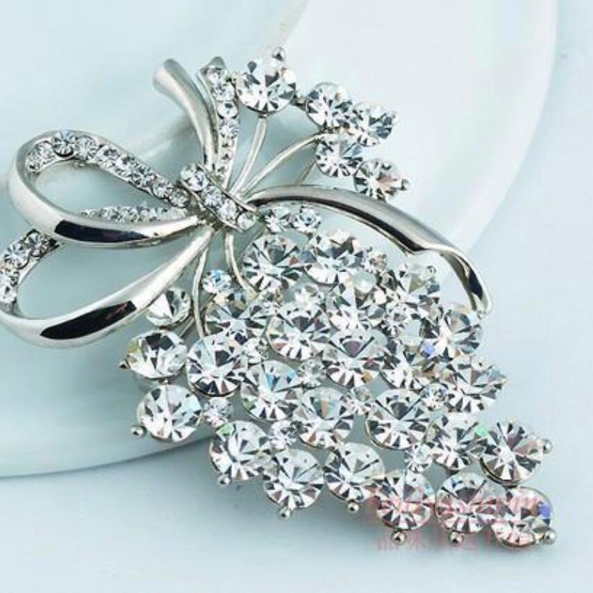 ブドウリボンブローチ クリスタル アンティーク拍卖