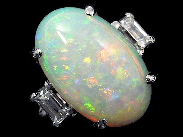 Pt900 オパール&ダイヤモンド デザインリング OP4.82ct D0.46ct 22号 中古 80210060 18金拍卖
