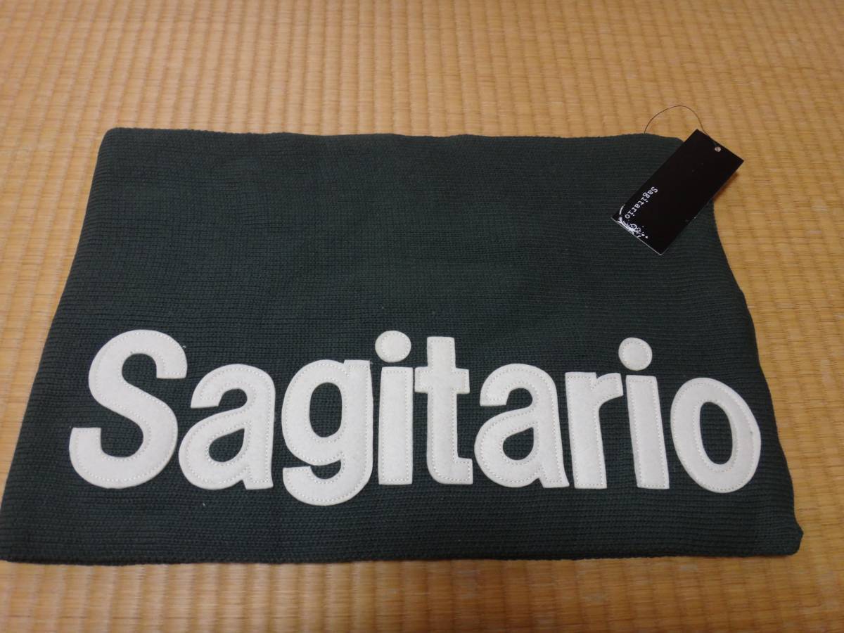 Sagitario メンズ ビッグロゴリバーシブルストールマフラー:新品 緑拍卖