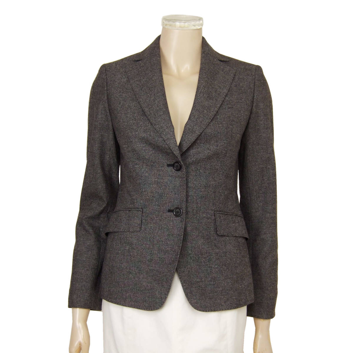 新品同様★23区*オンワード*濃グレー系*イタリア製生地使用*起毛ウール*テーラードジャケット*36.Sサイズ.7号拍卖