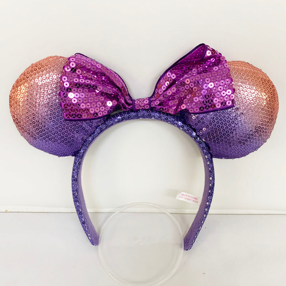 東京ディズニーリゾート パープル スパンコール カチューシャ バイオレット リボン 紫【5576拍卖