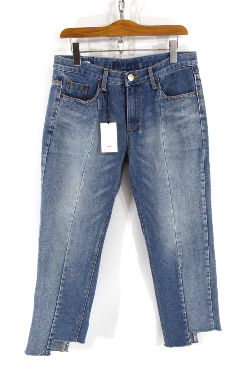 RSL 17FW REWORK DENIM 再構築 リワーク デニムパンツ 44 S ブルー 青 七分丈 クロップド ジップフライ 定価24000円拍卖