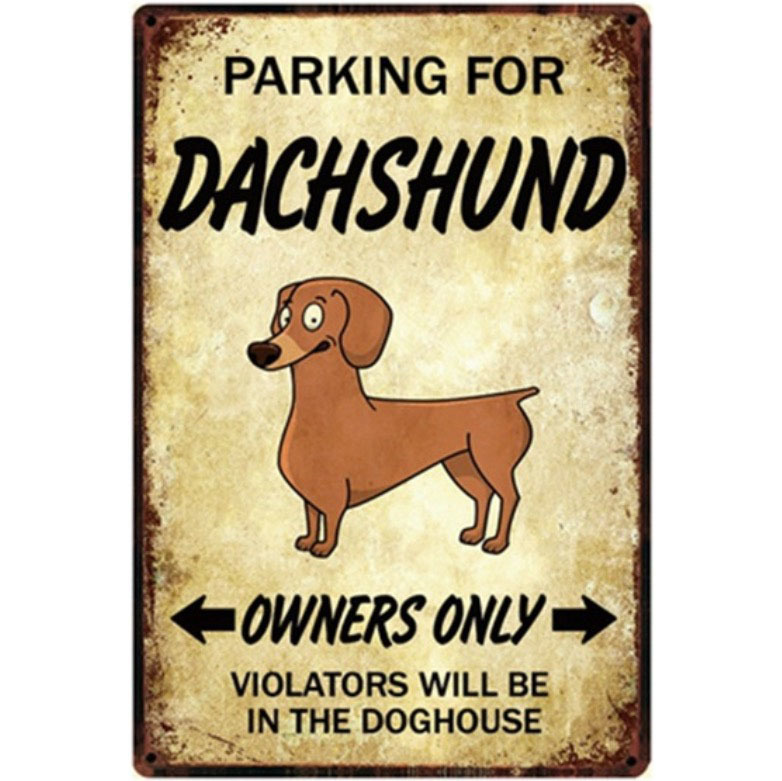 A2122 メタル看板 ブリキ看板 金属製 プレート ヴィンテージ風 サイン 愛犬 オーナー 専用 駐車場 ダックスフンド 2797拍卖