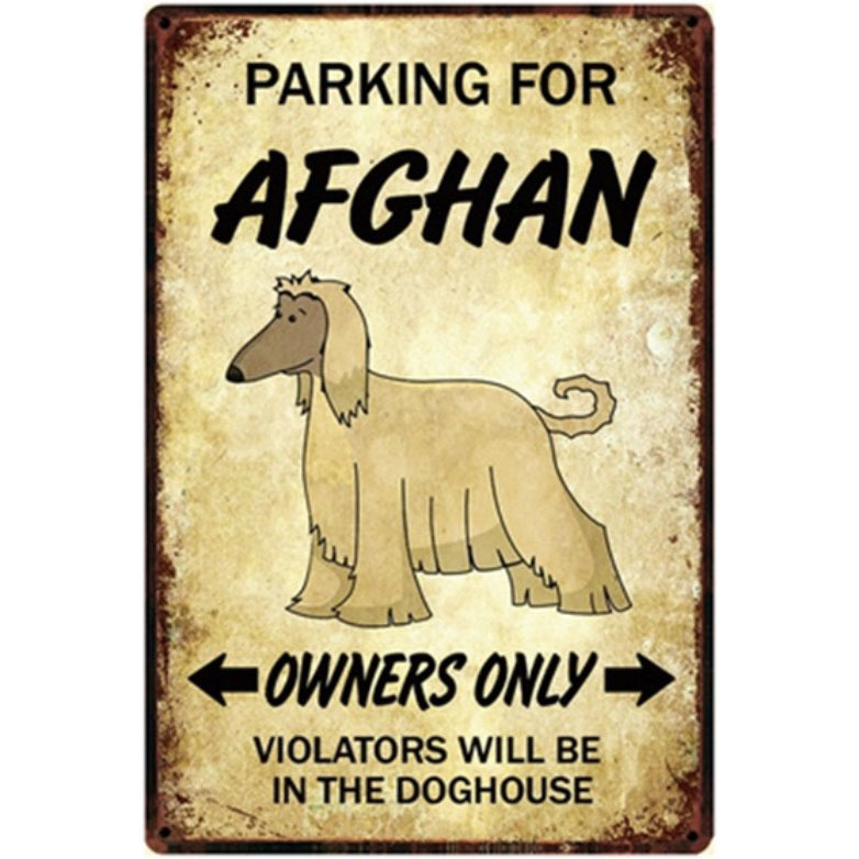 A2131 メタル看板 ブリキ看板 金属製 プレート ヴィンテージ風 サイン 愛犬 オーナー 専用 駐車場 アフガンハウンド 2813拍卖
