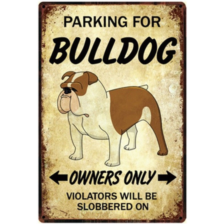 A2123 メタル看板 ブリキ看板 金属製 プレート ヴィンテージ風 サイン ペット 愛犬 オーナー 専用 駐車場 ブルドッグ 2799拍卖